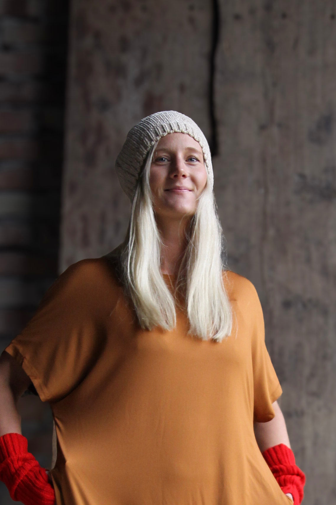 Beige Mössa Elise Knit Beret Beige