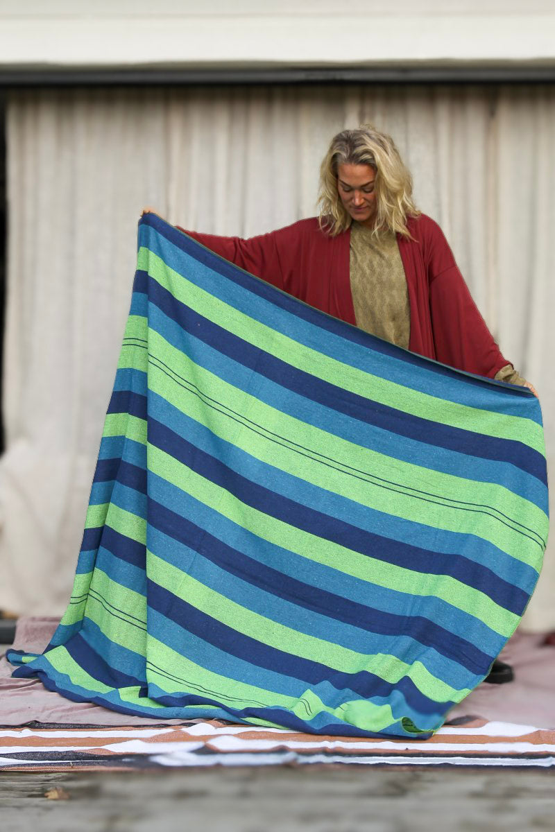 Sininen & Vihreä Raidallinen peitto Sininen & Vihreä