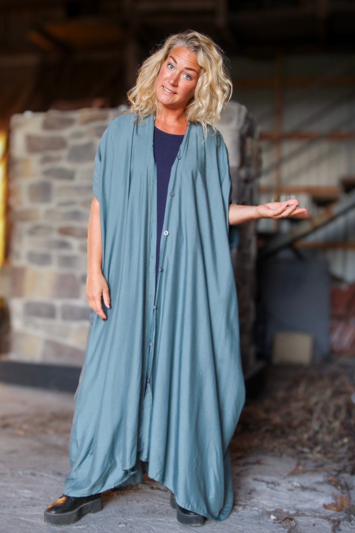 Blå Kaftan-kjole Olinda Ocean Blue