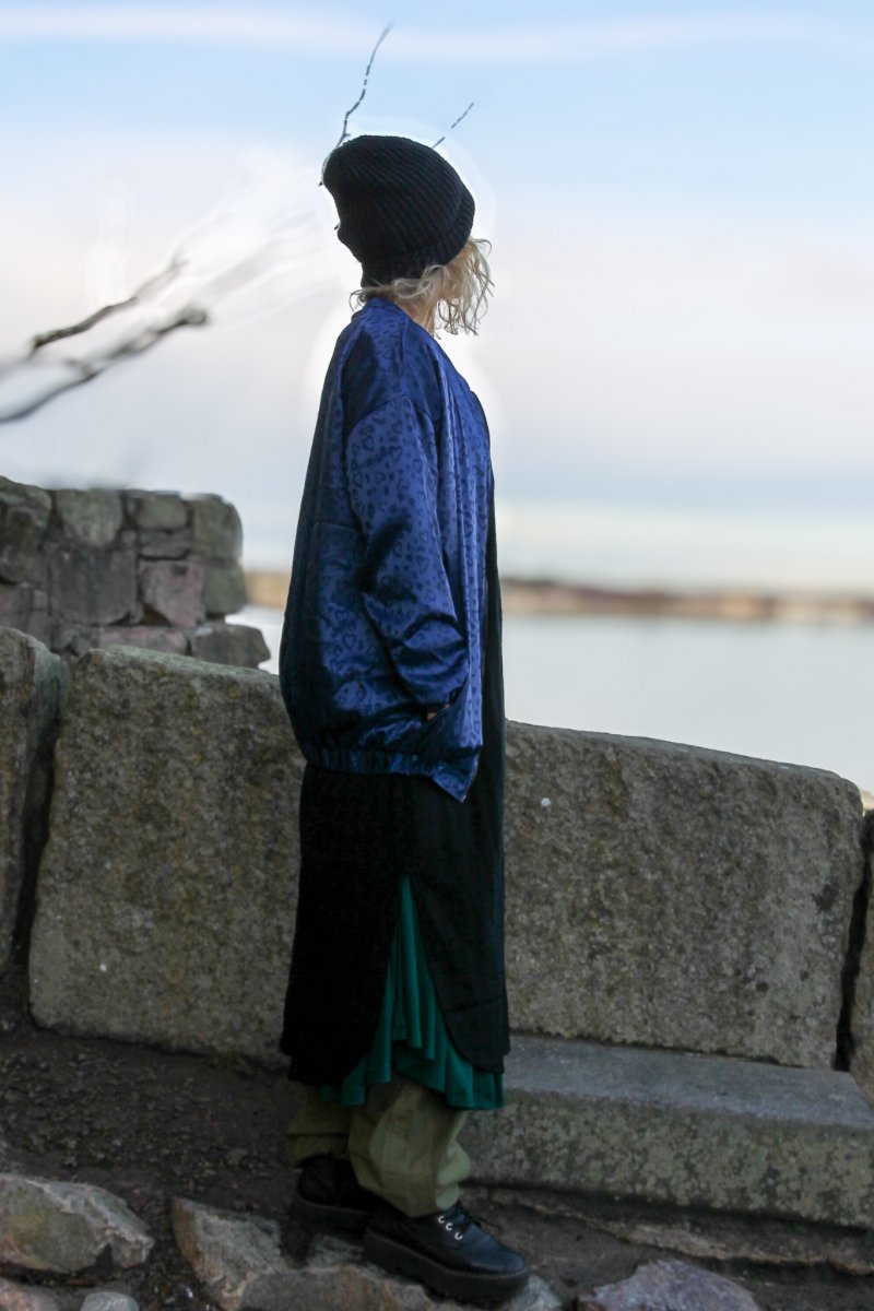 Blauwe luipaardprint jas Koster Blue