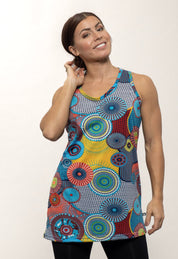 Blue Linen Loose Fit Circle Blue