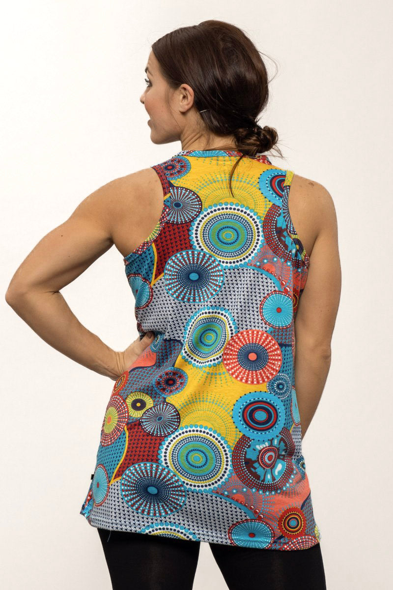 Blue Linen Loose Fit Circle Blue