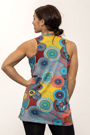 Blue Linen Loose Fit Circle Blue