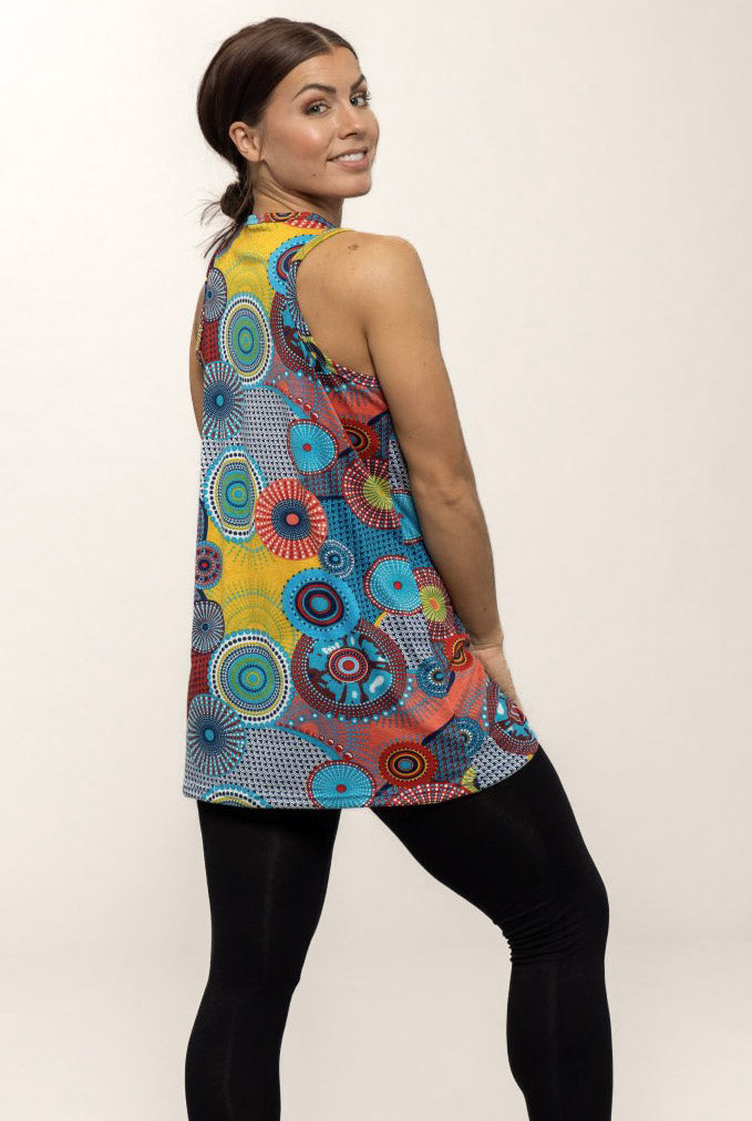 Blue Linen Loose Fit Circle Blue