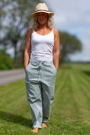 Blå Linnebyxa Porto Grey Blue