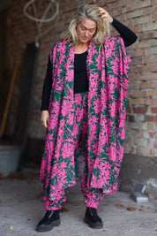 Grön/Rosa Bladmönstrad Kaftan Klänning Flower Sea Green Pink