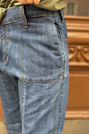 Mörk Indigoblå Jeans Dubbelknapp Vintage Dark Indigo Blue