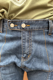Mörk Indigoblå Jeans Dubbelknapp Vintage Dark Indigo Blue