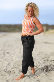 Svart Linnebyxa Porto Black