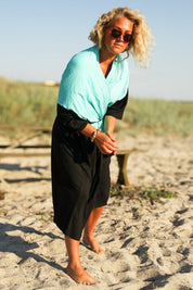 Lyseblå & Svart Kimono Tylösand Tofarget Mint & Svart