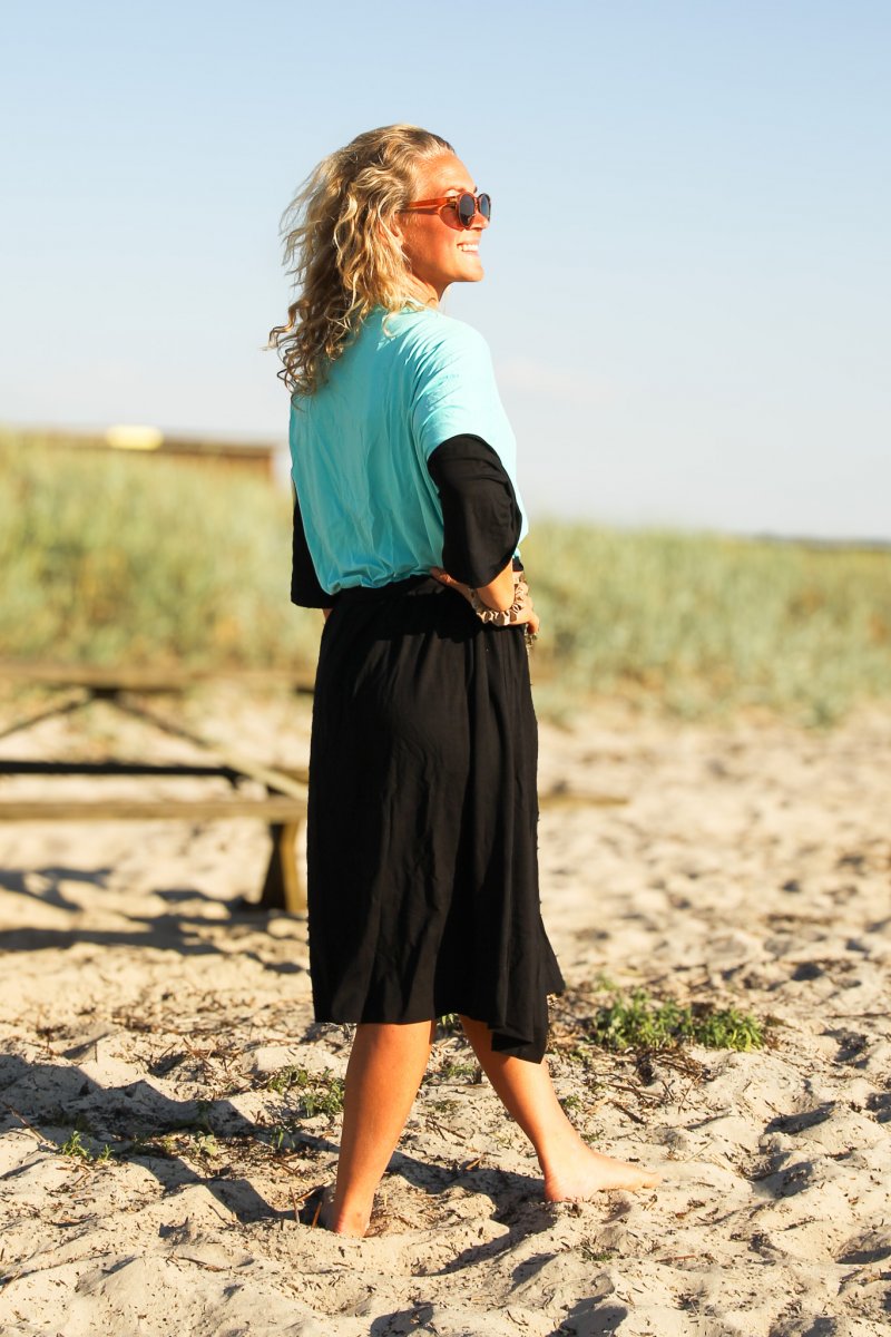 Lyseblå & Svart Kimono Tylösand Tofarget Mint & Svart