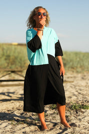 Lyseblå & Svart Kimono Tylösand Tofarget Mint & Svart