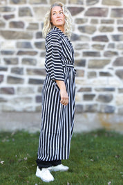 Svart Stripet Kimono Aomori Svart