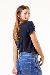 Black T-Shirt Tove Linen Black