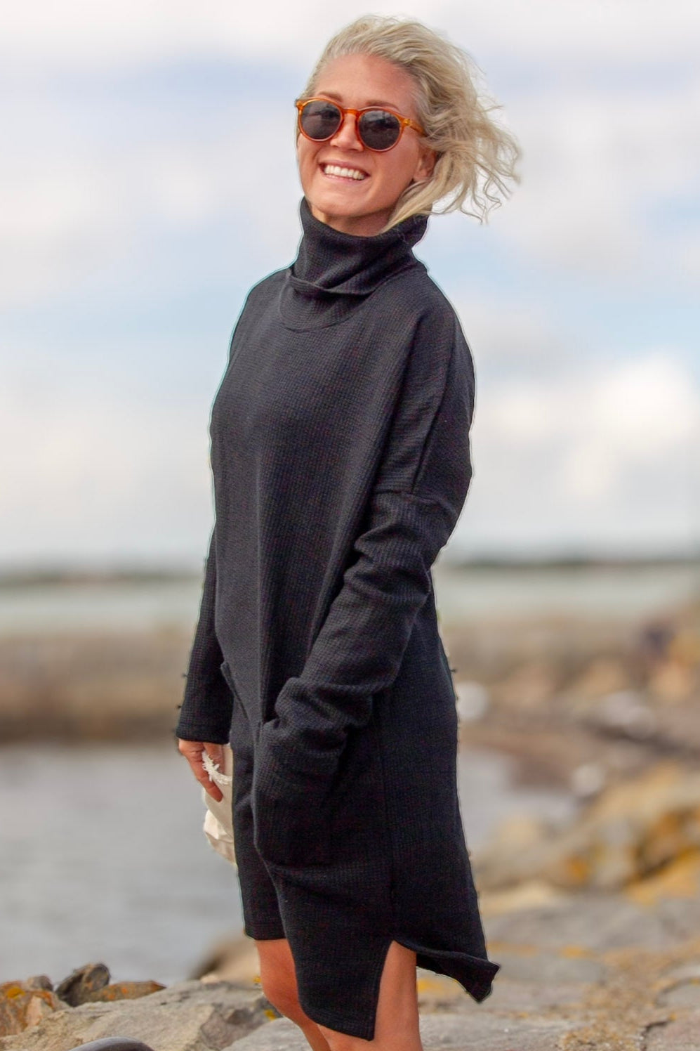 Zwarte trui jurk Polo los zwart – Hängmatta