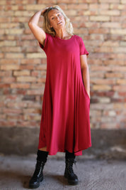 Vinröd Klänning Ballerina Original Wine Red