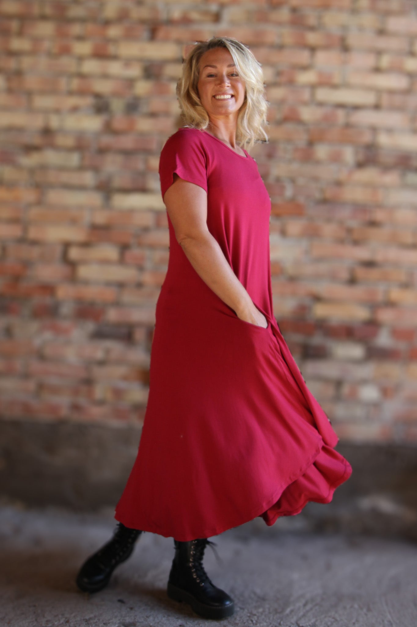 Vinröd Klänning Ballerina Original Wine Red