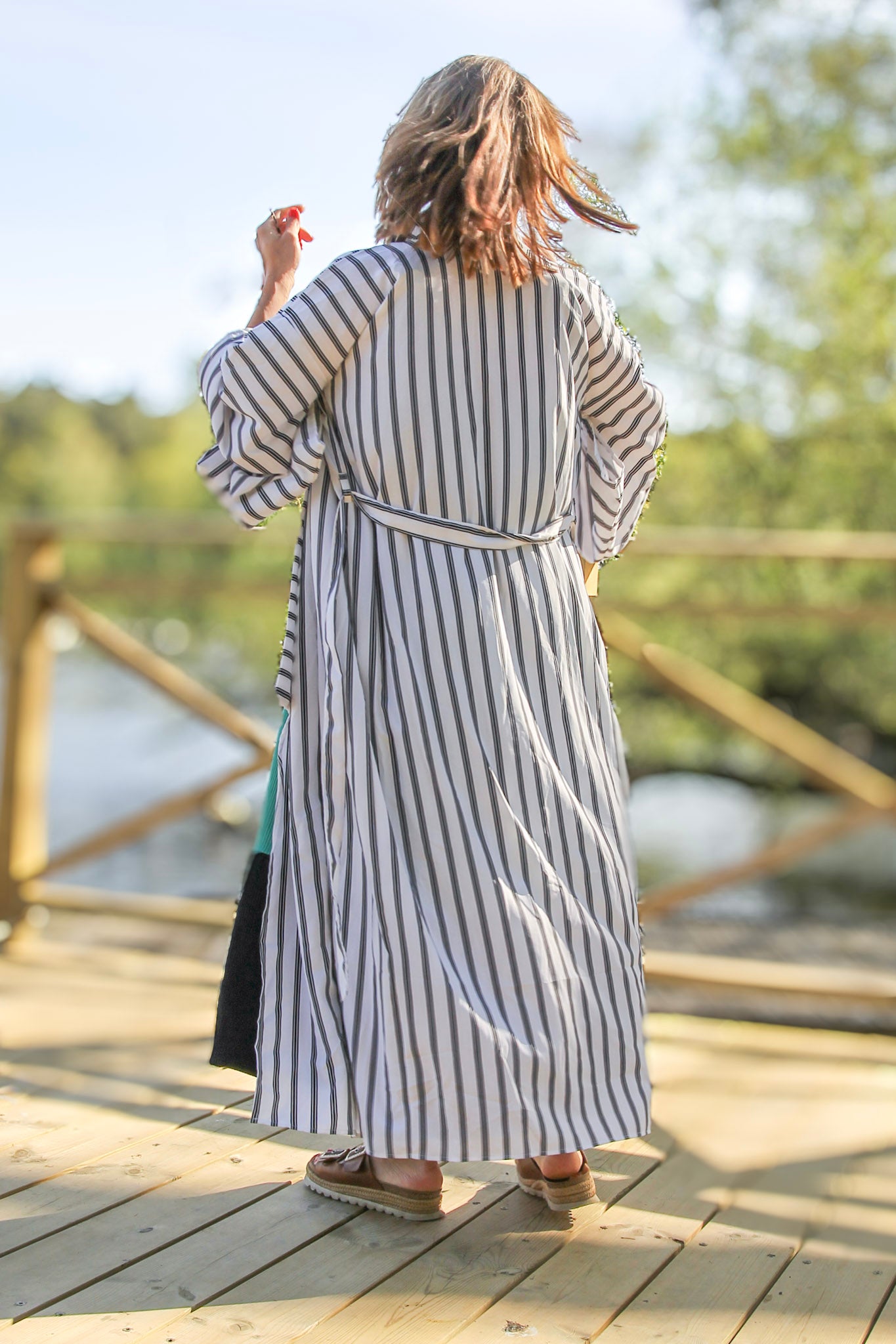 Hvit Stripet Kimono Aomori Hvit