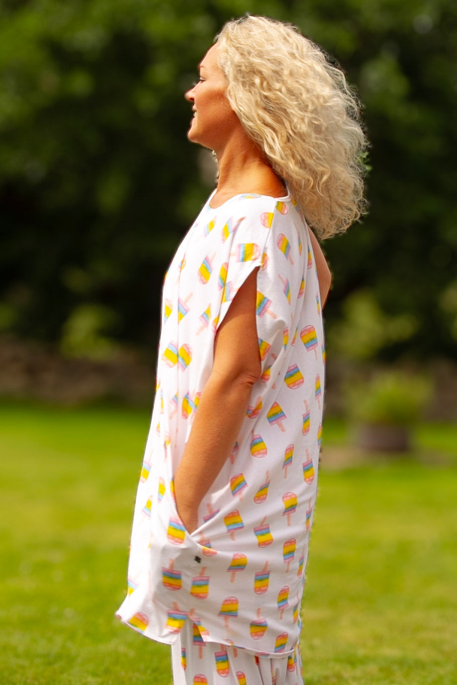 White T-Shirt Dress Magic Icecream White Base