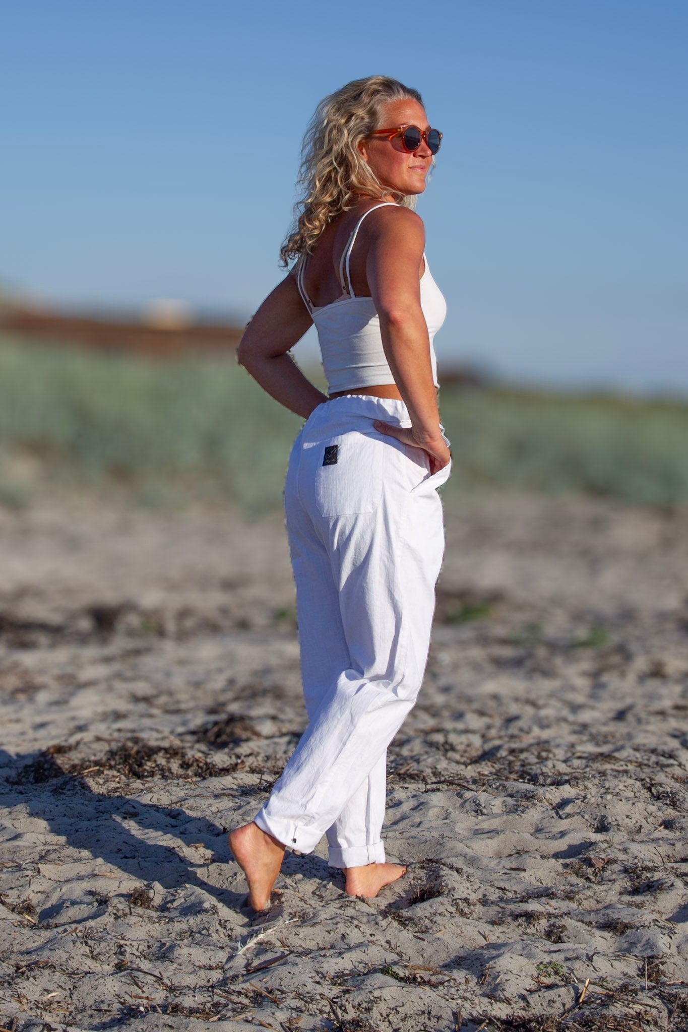 White Linen Trousers Porto White