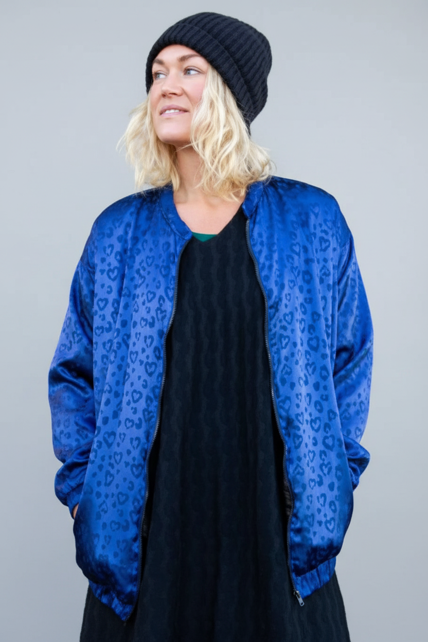 Blauwe luipaardprint jas Koster Blue