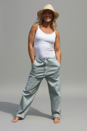 Blå Linnebyxa Porto Grey Blue