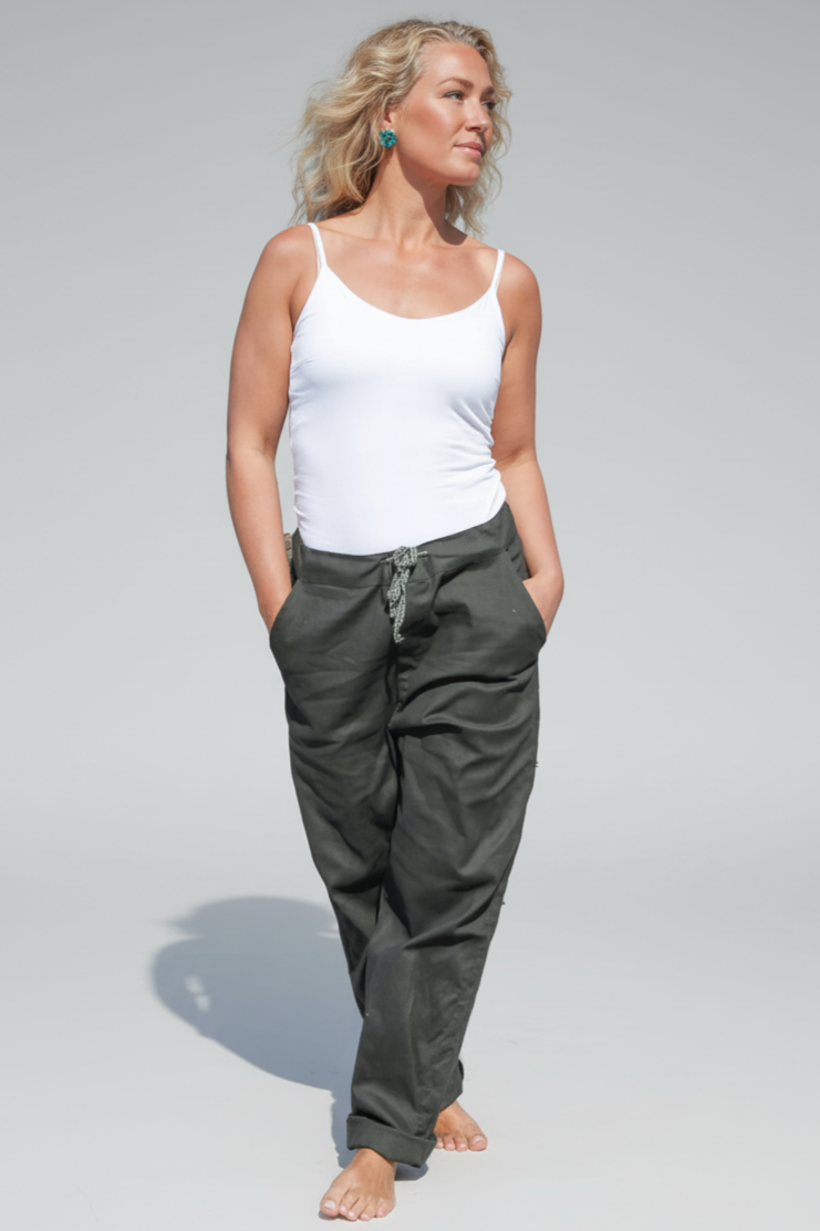 Grön Linnebyxa Porto Green