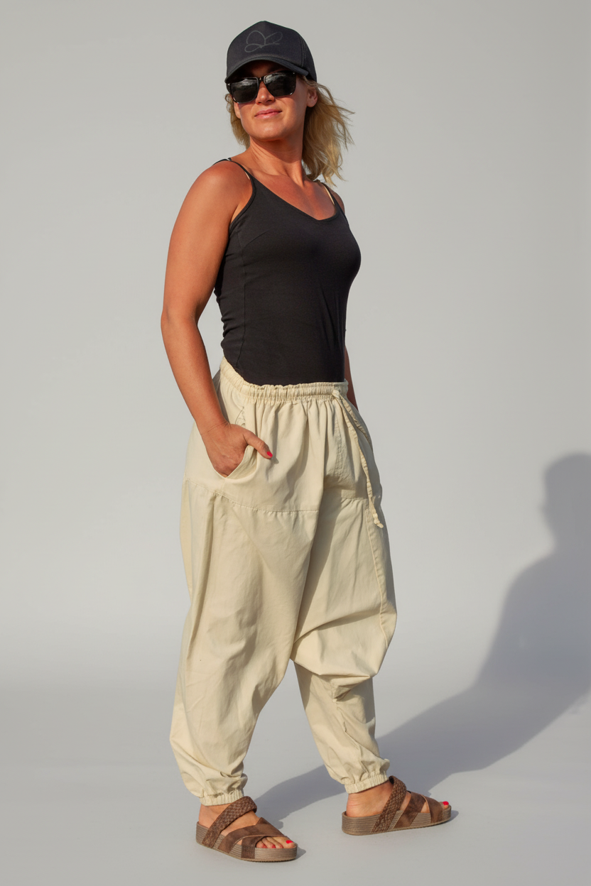 Krämvit Haremsbyxa Yogi Cargo Cream Yellow