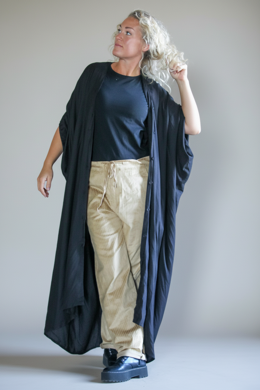 Svart Kaftan Kjole Olinda Svart