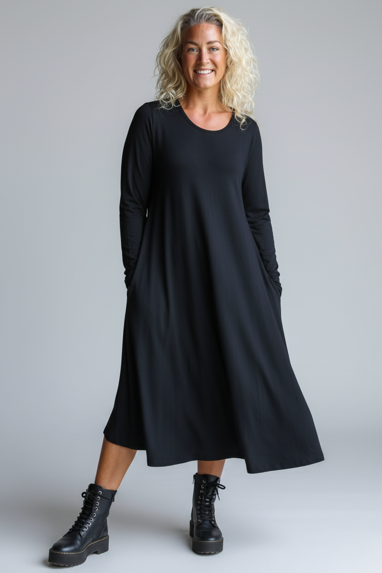 Svart Klänning Ballerina Longsleeve Black