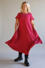 Vinröd Klänning Ballerina Original Wine Red