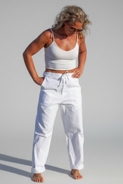 White Linen Trousers Porto White