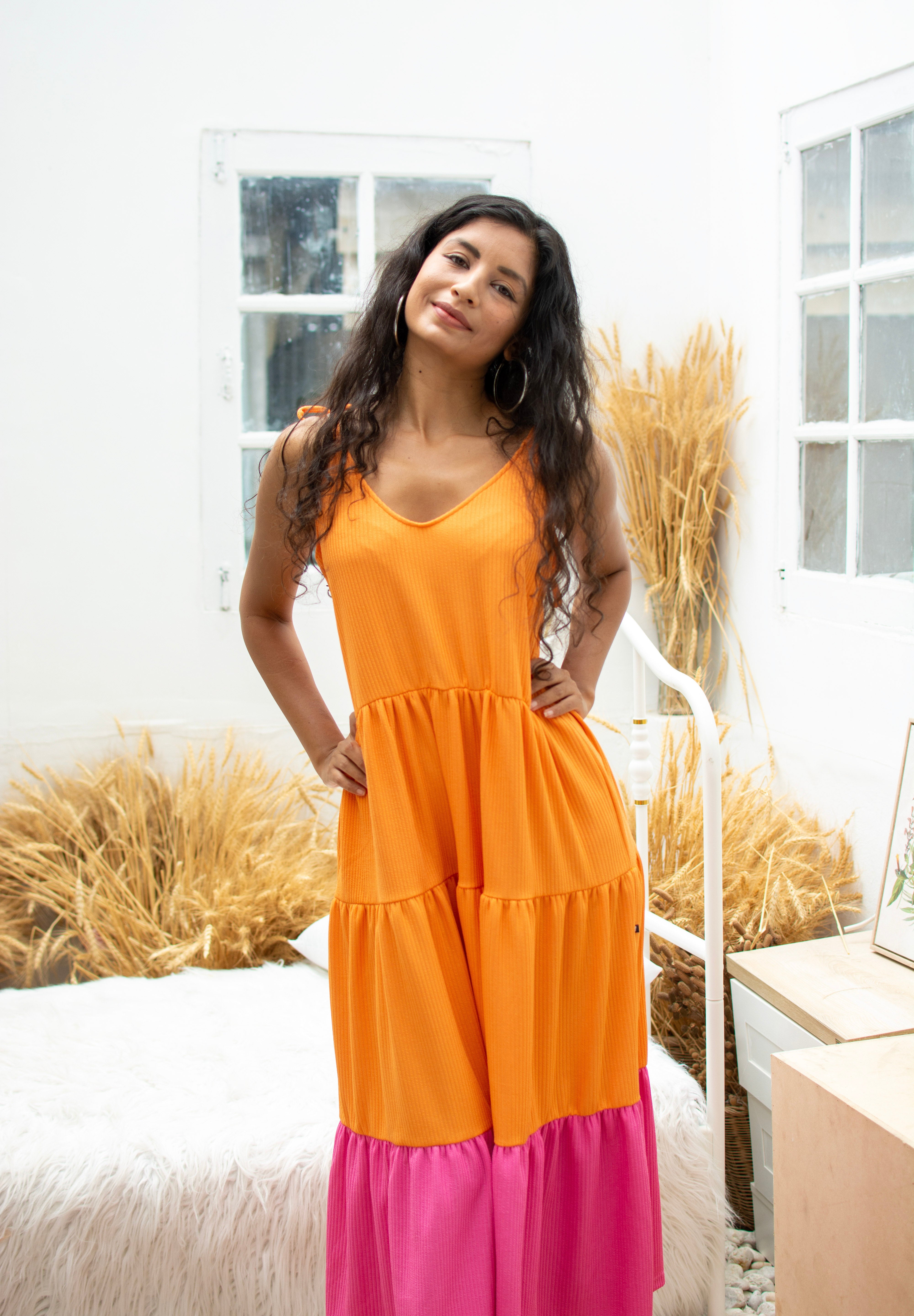 Orange-pinkes Kleid Solby Orange &amp; Pink 