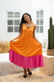 Orange-pinkes Kleid Solby Orange &amp; Pink 