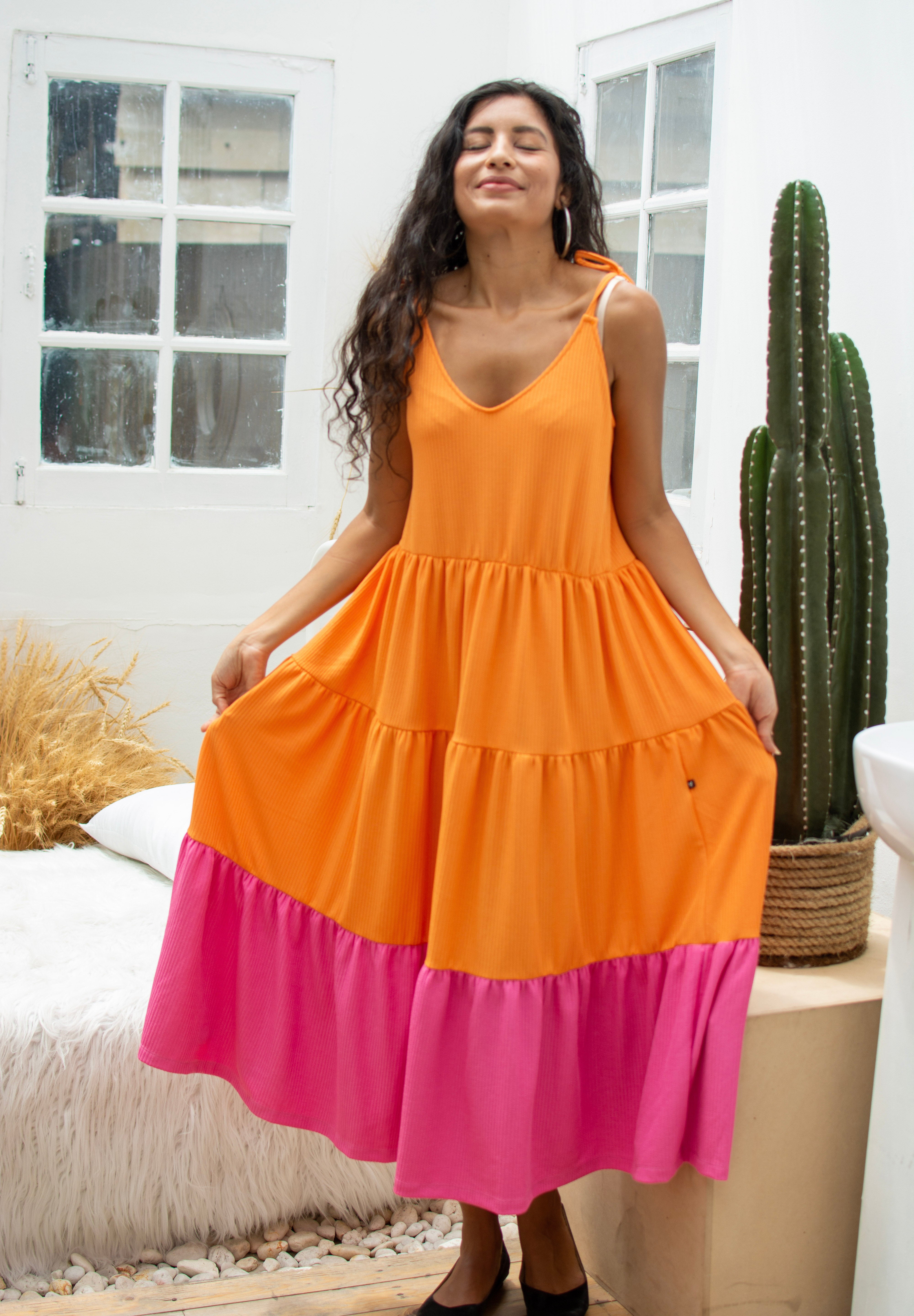 Orange-pinkes Kleid Solby Orange &amp; Pink 