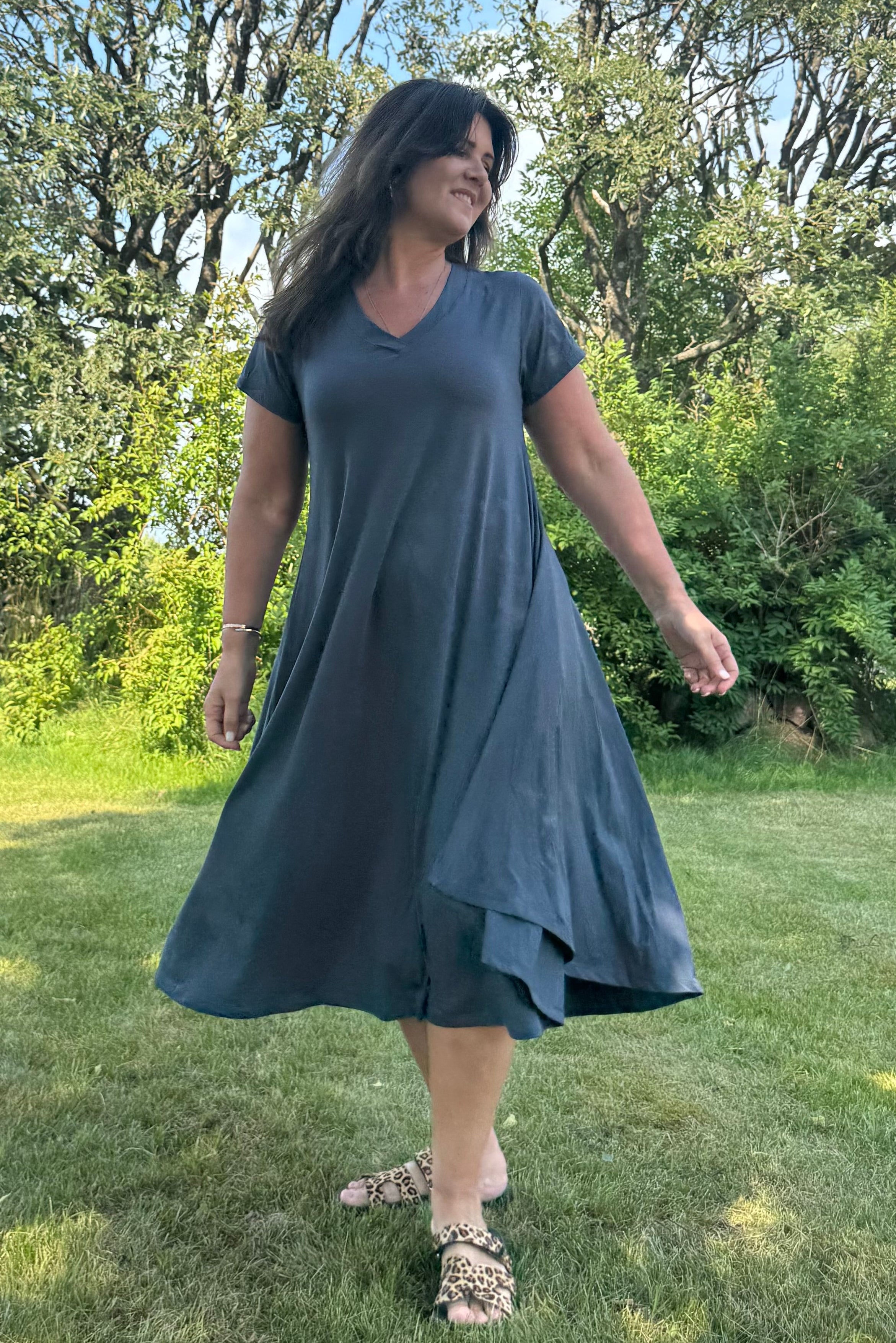 Blå/grå Klänning Ballerina V-Neck Duffy Grey/Blue