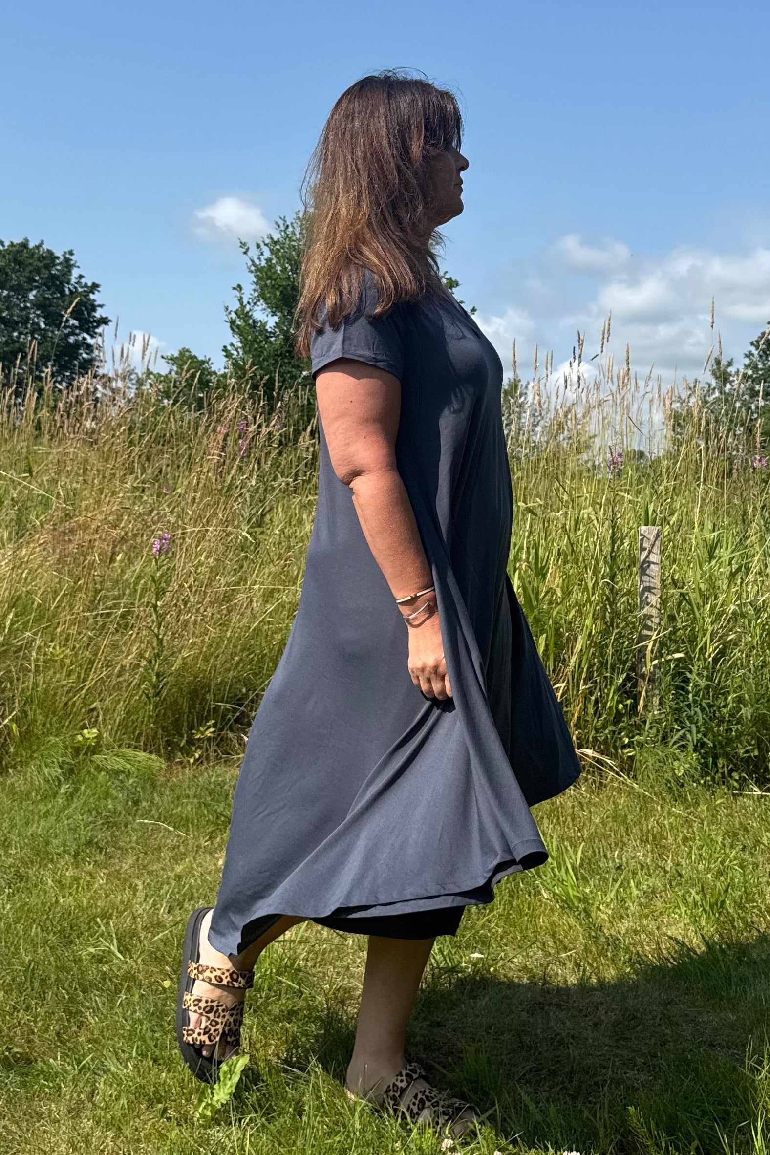 Blå/grå Klänning Ballerina V-Neck Duffy Grey/Blue