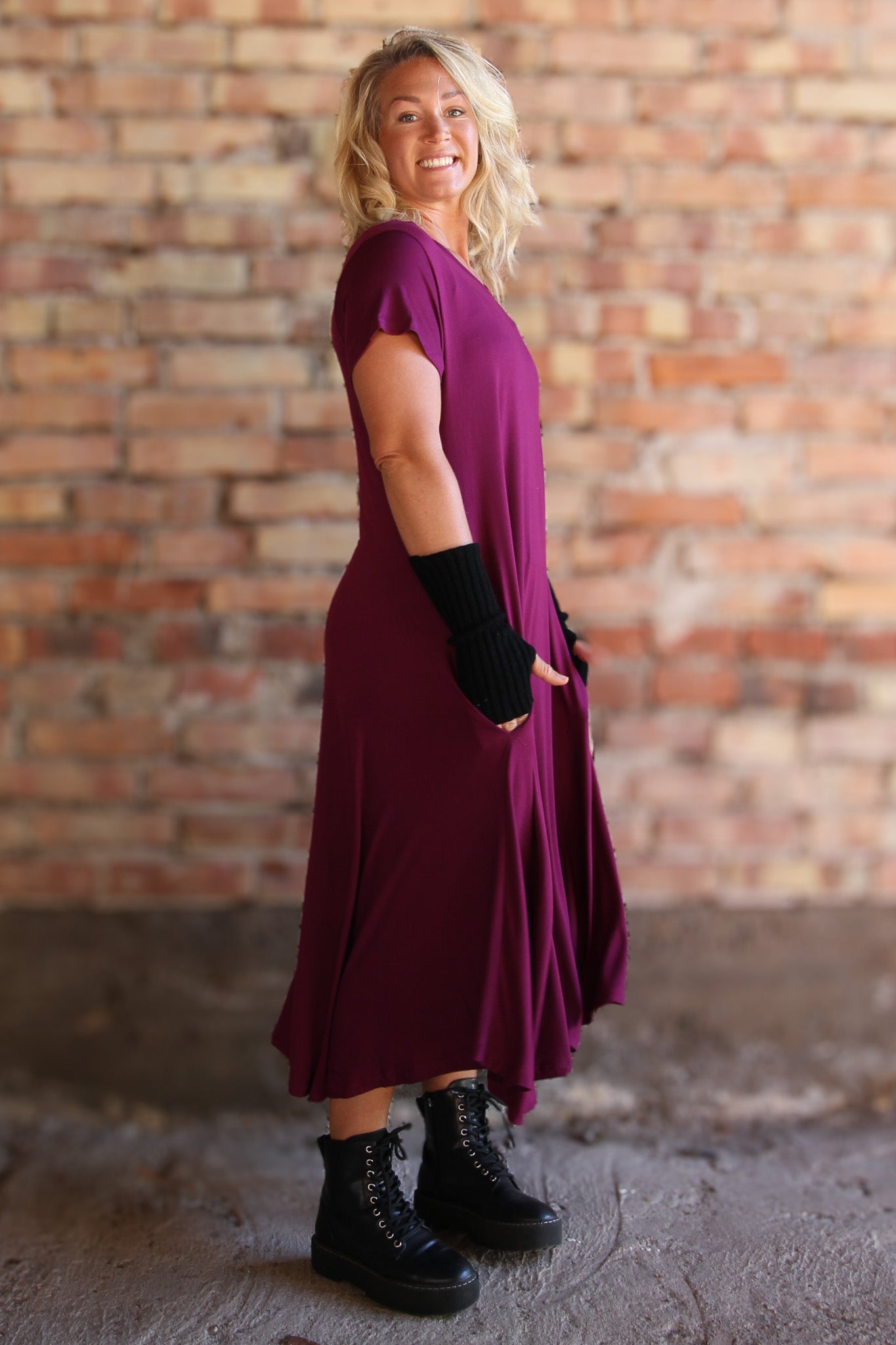Lilla kjole Ballerina V-hals Caspium Plum