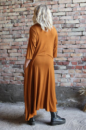 Oranges Ballerinakleid V-Ausschnitt Lang Orange