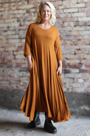 Oranges Ballerinakleid V-Ausschnitt Lang Orange