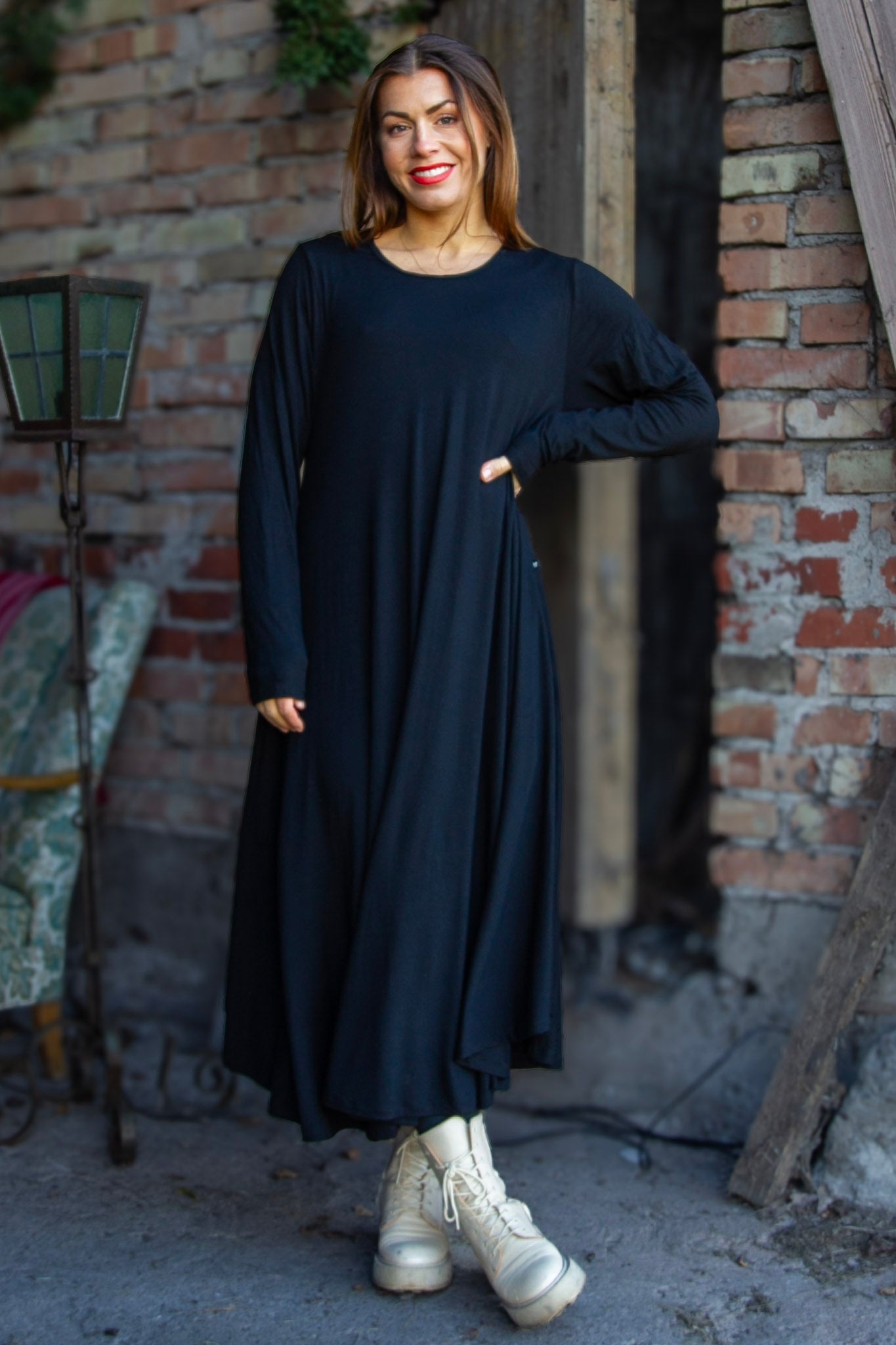 Zwarte jurk Ballerina Longsleeve Zwart