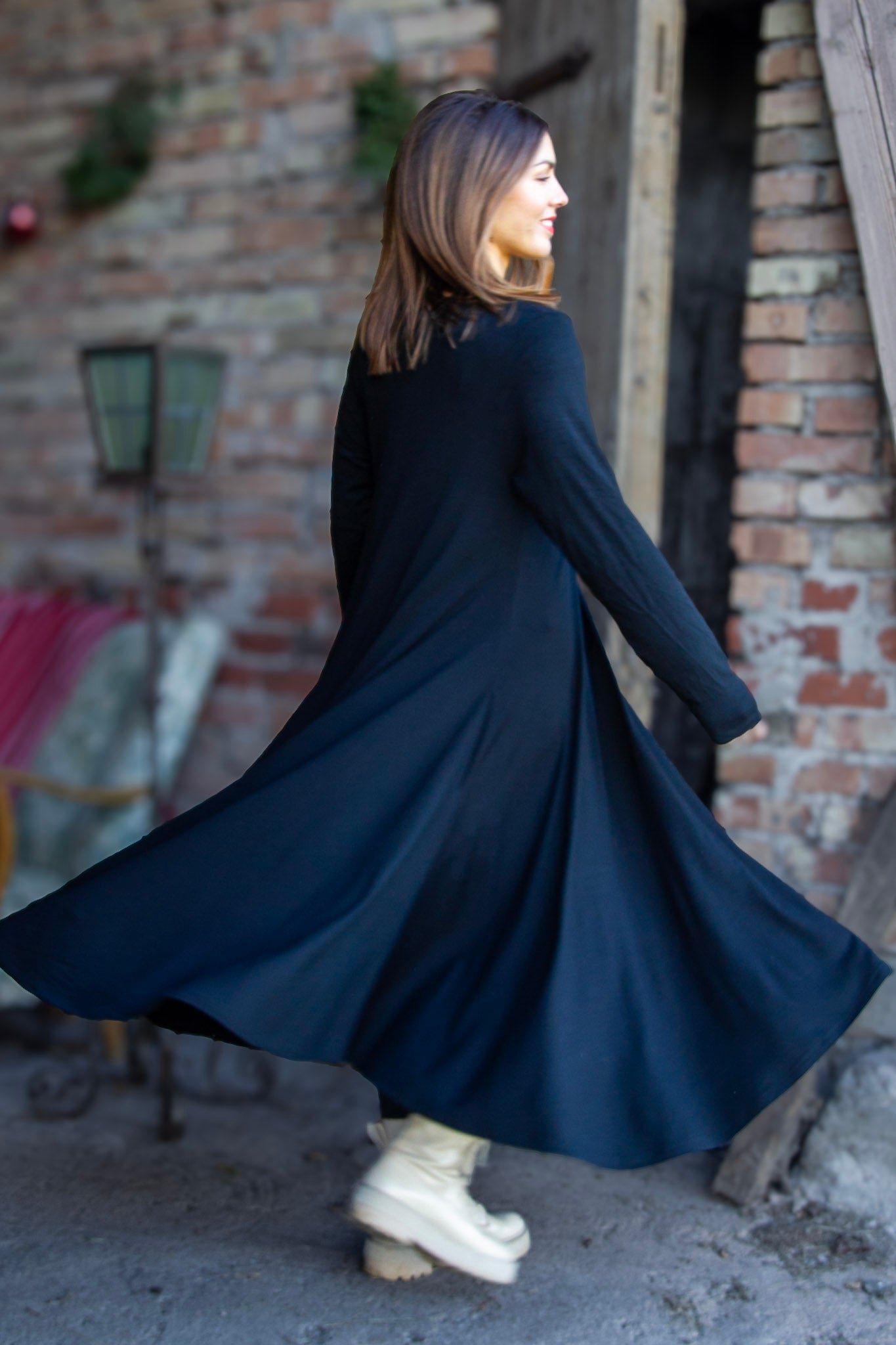 Zwarte jurk Ballerina Longsleeve Zwart