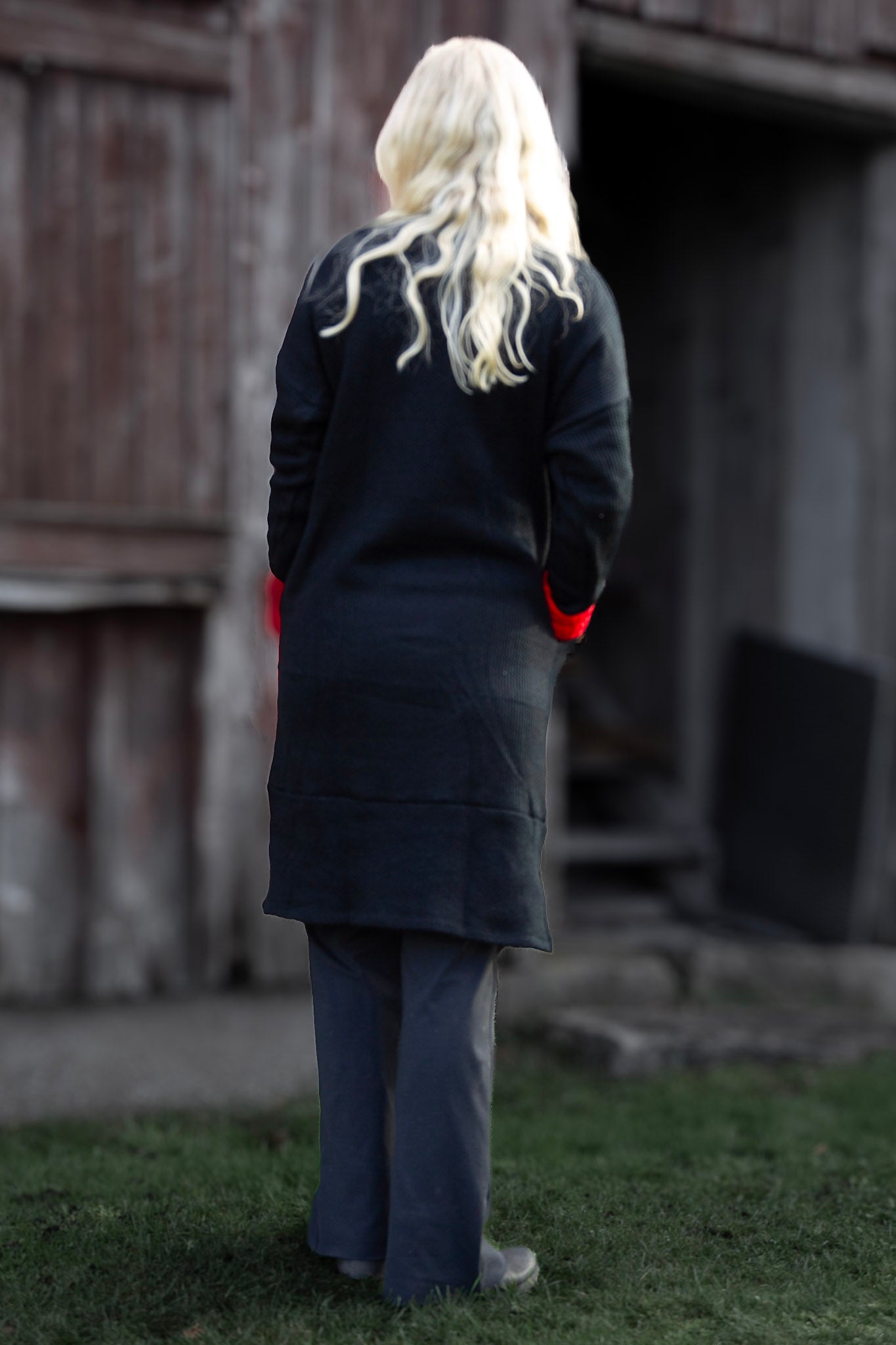 Black Knitted Sweater Dress Backa Black