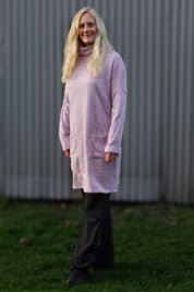 Pink Sweater Dress Polo Loose Pink