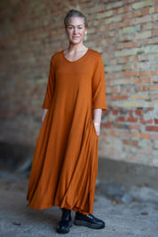Oransje kjole Ballerina V-hals Lang oransje