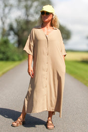 Beige jurk Sahara Longshirt Aarde