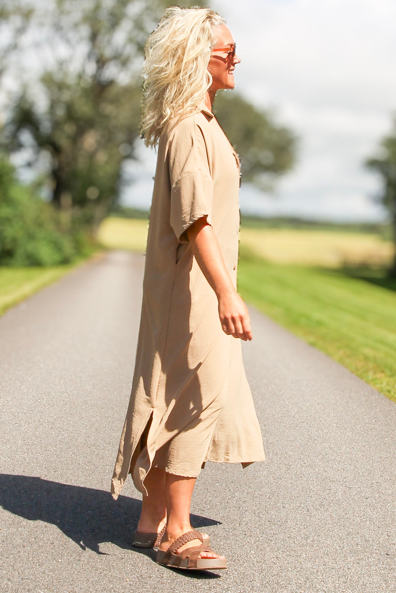 Beige jurk Sahara Longshirt Aarde