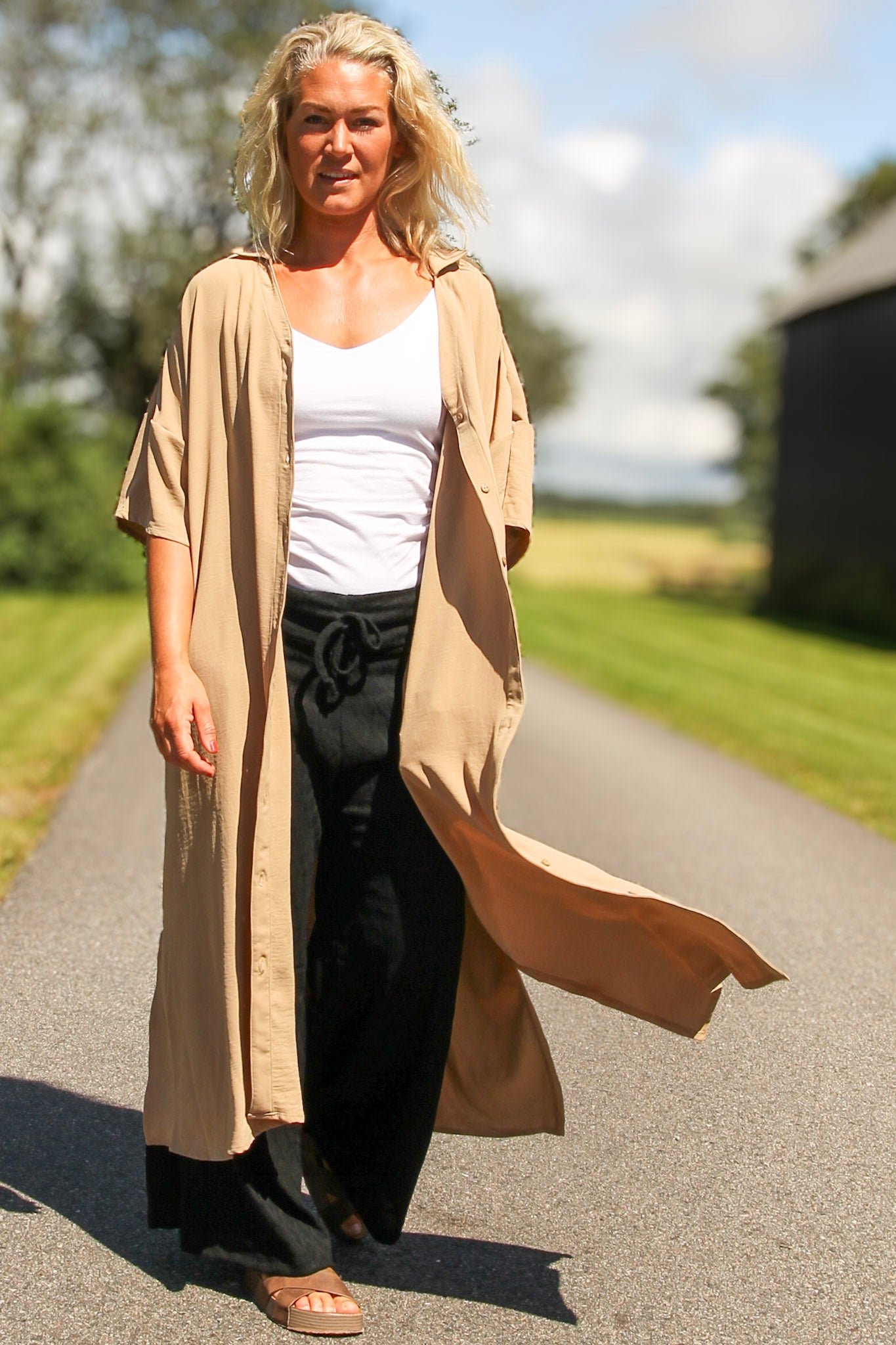 Beige jurk Sahara Longshirt Aarde
