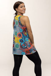 Blaues Leinen Loose Fit Circle Blue