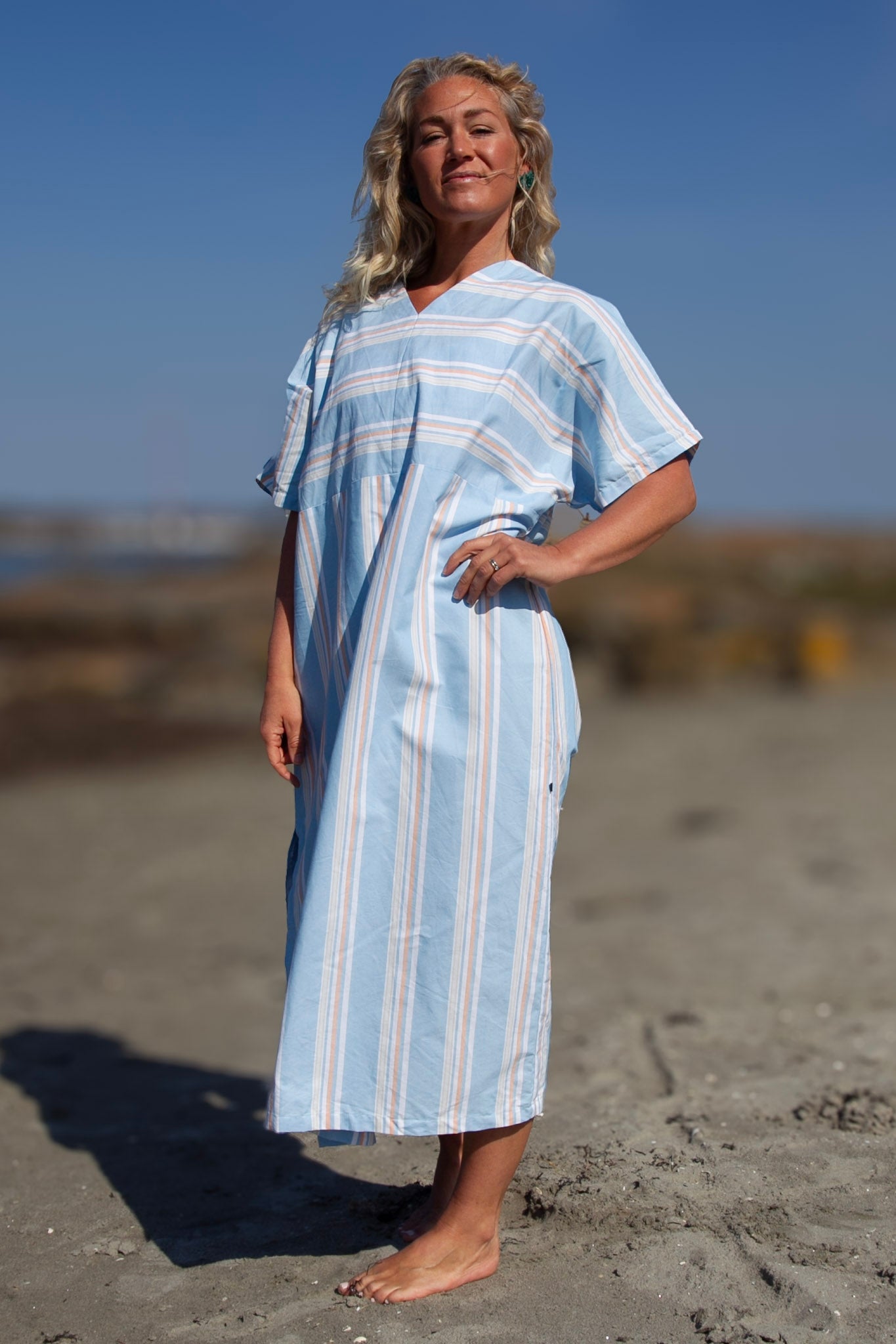 Blauwe gestreepte jurk Skutskär Blue